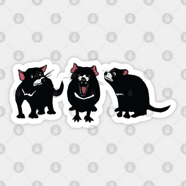 Tom, Tilly and Tarn the Tasmanian Devil Pups Sticker by calheath